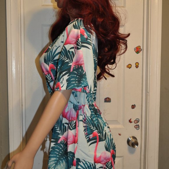 Women's Plunge V Neck Romper Printed Summer Beach Shorts Jumpsuits Playsuit - Picture 4 of 6